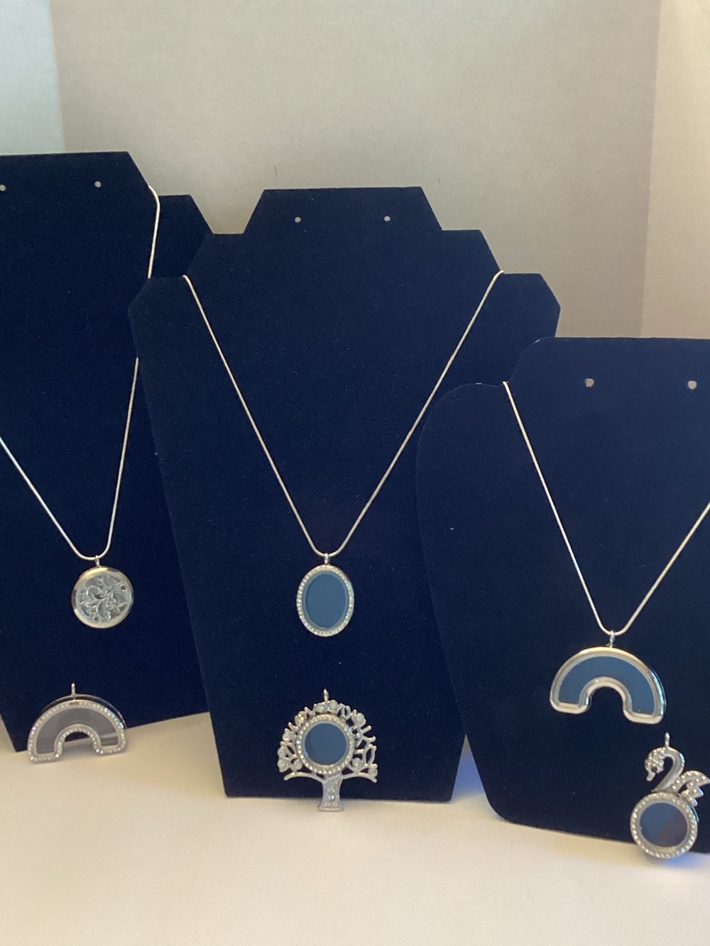 💰VINTAGE Set of 6 90’s Sterling Silver 925 Floating Lockets on 18” Chains